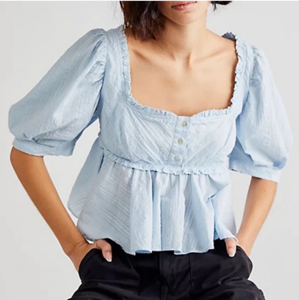 Free People Leave It to Me baby doll, Size XSmall, Color Blue